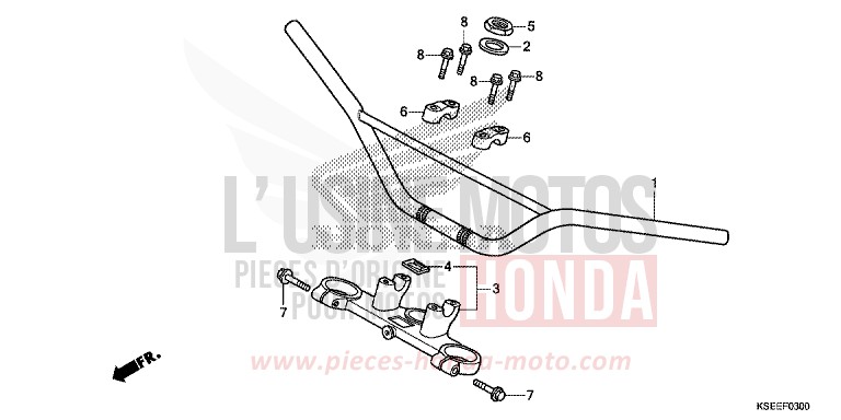 HANDLE PIPE/TOP BRIDGE for CRF150R "Big wheels" EXTREME RED (R292) from 2014